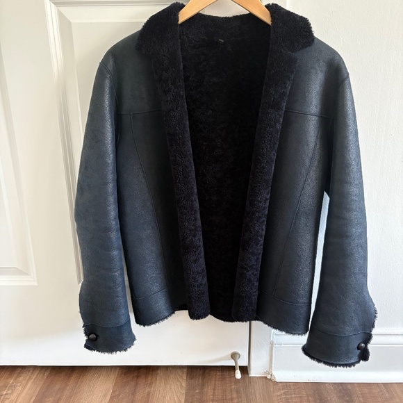 Helmut Lang Genuine Leather and Shearling Coat Jacket Size S - Picture 1 of 12